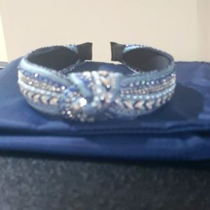 BUNDLE BLUE RHINESTONE HEADBAND AND BLUE TRAVEL NECESSITY BAG